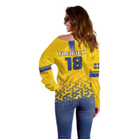 Custom Sweden Football Off Shoulder Sweater Sveriges herrlandslag i fotboll