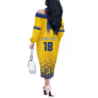 Custom Sweden Football Off The Shoulder Long Sleeve Dress Sveriges herrlandslag i fotboll