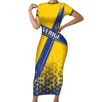 Custom Sweden Football Short Sleeve Bodycon Dress Sveriges herrlandslag i fotboll