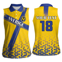Custom Sweden Football Women Sleeveless Polo Shirt Sveriges herrlandslag i fotboll