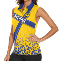 Custom Sweden Football Women Sleeveless Polo Shirt Sveriges herrlandslag i fotboll