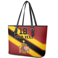 Custom Spain Football Leather Tote Bag Come On La Roja Sporty Style