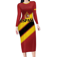 Custom Spain Football Long Sleeve Bodycon Dress Come On La Roja Sporty Style