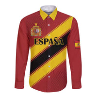 Custom Spain Football Long Sleeve Button Shirt Come On La Roja Sporty Style