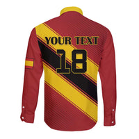 Custom Spain Football Long Sleeve Button Shirt Come On La Roja Sporty Style