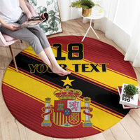 Custom Spain Football Round Carpet Come On La Roja Sporty Style