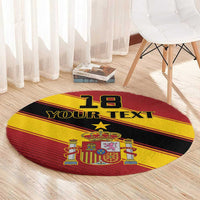 Custom Spain Football Round Carpet Come On La Roja Sporty Style