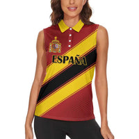 Custom Spain Football Women Sleeveless Polo Shirt Come On La Roja Sporty Style