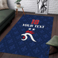 Custom France Football Area Rug Les Bleus French Heraldry Pattern