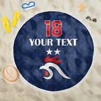 Custom France Football Beach Blanket Les Bleus French Heraldry Pattern