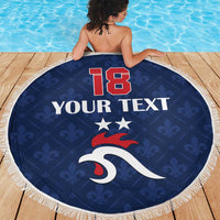 Custom France Football Beach Blanket Les Bleus French Heraldry Pattern
