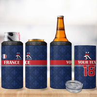 Custom France Football 4 in 1 Can Cooler Tumbler Les Bleus French Heraldry Pattern