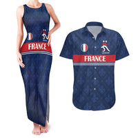 Custom France Football Couples Matching Tank Maxi Dress and Hawaiian Shirt Les Bleus French Heraldry Pattern