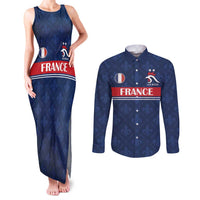 Custom France Football Couples Matching Tank Maxi Dress and Long Sleeve Button Shirt Les Bleus French Heraldry Pattern