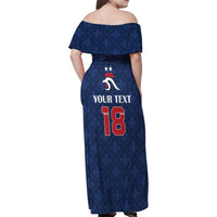 Custom France Football Family Matching Off Shoulder Maxi Dress and Hawaiian Shirt Les Bleus French Heraldry Pattern