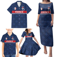 Custom France Football Family Matching Puletasi and Hawaiian Shirt Les Bleus French Heraldry Pattern