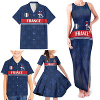 Custom France Football Family Matching Tank Maxi Dress and Hawaiian Shirt Les Bleus French Heraldry Pattern