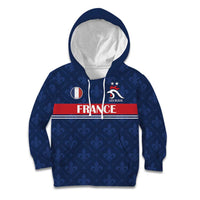 Custom France Football Kid Hoodie Les Bleus French Heraldry Pattern