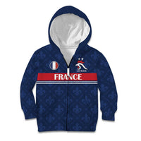 Custom France Football Kid Hoodie Les Bleus French Heraldry Pattern