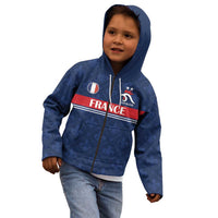 Custom France Football Kid Hoodie Les Bleus French Heraldry Pattern