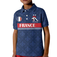 Custom France Football Kid Polo Shirt Les Bleus French Heraldry Pattern