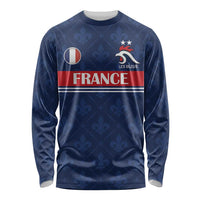 Custom France Football Long Sleeve Shirt Les Bleus French Heraldry Pattern