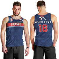 Custom France Football Men Tank Top Les Bleus French Heraldry Pattern