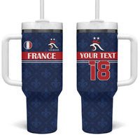Custom France Football Tumbler With Handle Les Bleus French Heraldry Pattern
