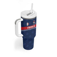 Custom France Football Tumbler With Handle Les Bleus French Heraldry Pattern