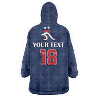 Custom France Football Wearable Blanket Hoodie Les Bleus French Heraldry Pattern