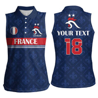 Custom France Football Women Sleeveless Polo Shirt Les Bleus French Heraldry Pattern
