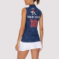 Custom France Football Women Sleeveless Polo Shirt Les Bleus French Heraldry Pattern