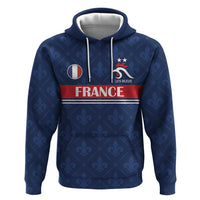 Custom France Football Zip Hoodie Les Bleus French Heraldry Pattern