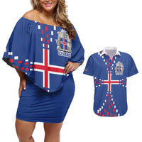 Custom Iceland Football Couples Matching Off Shoulder Short Dress and Hawaiian Shirt Go Champion