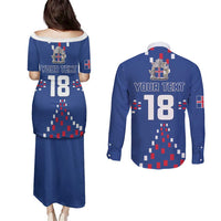 Custom Iceland Football Couples Matching Puletasi and Long Sleeve Button Shirt Go Champion