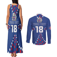 Custom Iceland Football Couples Matching Tank Maxi Dress and Long Sleeve Button Shirt Go Champion