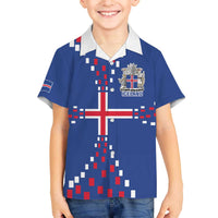 Custom Iceland Football Family Matching Off The Shoulder Long Sleeve Dress and Hawaiian Shirt Go Champion