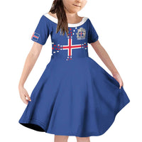 Custom Iceland Football Family Matching Off Shoulder Short Dress and Hawaiian Shirt Go Champion