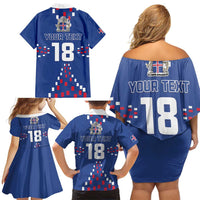 Custom Iceland Football Family Matching Off Shoulder Short Dress and Hawaiian Shirt Go Champion