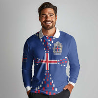 Custom Iceland Football Long Sleeve Polo Shirt Go Champion