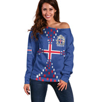 Custom Iceland Football Off Shoulder Sweater Go Champion