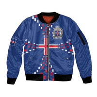 Custom Iceland Football Sleeve Zip Bomber Jacket Go Champion