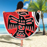 Personalized Canada Haida Eagle Beach Blanket Red Style - Wonder Print Shop