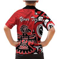 Personalized Canada Haida Eagle Family Matching Mermaid Dress and Hawaiian Shirt Red Style - Wonder Print Shop