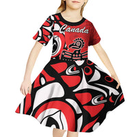 Personalized Canada Haida Eagle Kid Short Sleeve Dress Red Style - Wonder Print Shop