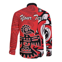 Personalized Canada Haida Eagle Long Sleeve Button Shirt Red Style - Wonder Print Shop