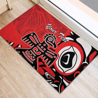 Personalized Canada Haida Eagle Rubber Doormat Red Style - Wonder Print Shop