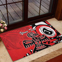 Personalized Canada Haida Eagle Rubber Doormat Red Style - Wonder Print Shop