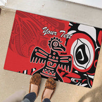 Personalized Canada Haida Eagle Rubber Doormat Red Style - Wonder Print Shop