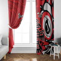 Personalized Canada Haida Eagle Window Curtain Red Style - Wonder Print Shop